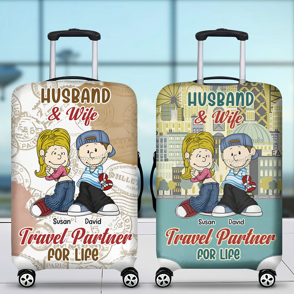 Personalized Gifts For Couple Luggage Cover Travel Partner 01xqti281224hg - Luggage Covers - GoDuckee