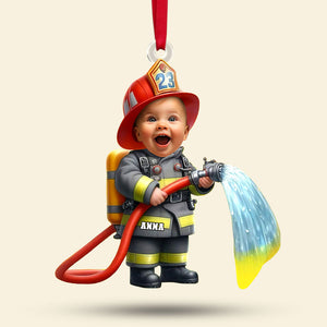 Custom Photo Gifts For Kid Firefighter Ornament 03ohti211124 - Ornament - GoDuckee