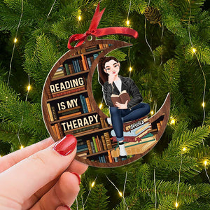 Personalized Gift For Book Lovers, Reading Is My Therapy Acrylic Ornament 02TOTI200924PA - Ornament - GoDuckee