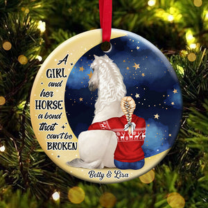 A Girl And Her Horse A Bond That Can't Be Broken-Personalized Ornament - Ceramic Circle Ornament-Gift For Horse Lover- Christmas Gift - Ornament - GoDuckee