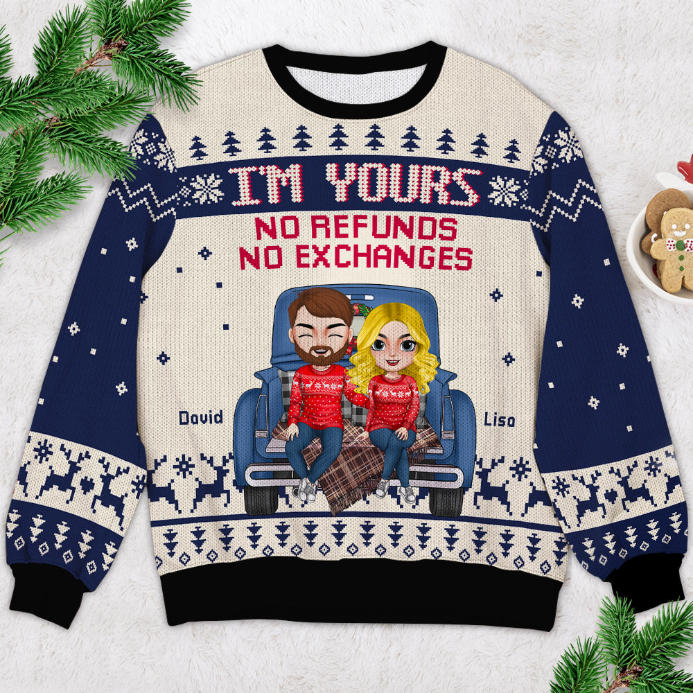 No Refunds No Exchanges, Knitted Ugly Sweater, Christmas Gifts For Couple - AOP Products - GoDuckee