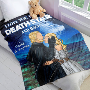 I Love You To The Death Star And Back Personalized Galaxy Couple Blanket, Gift For Couple - Blanket - GoDuckee