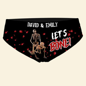 Let's Bone, Couple Gift, Personalized Men & Women Boxer, Funny Naughty Skeleton Couple Boxer - Boxer Briefs - GoDuckee