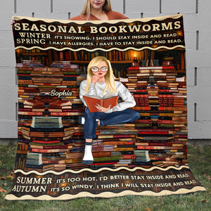 Seasonal Bookworms Personalized Blanket, Gift For Book Lovers - Blanket - GoDuckee