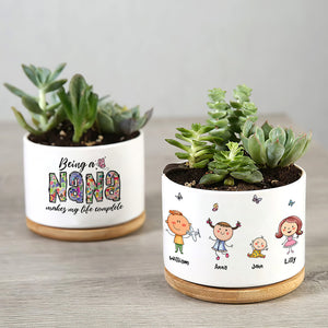 Being Grandma Makes My Life Complete - Personalized Plant Pot - Gift For Grandma - Gift For Mom - Plant Pot - GoDuckee