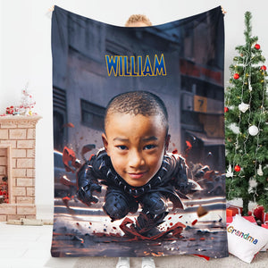 Gift For Kids, Personalized Blanket, Superhero Custom Image Kid Blanket, Christmas Gift 03HTTI111123 - Blanket - GoDuckee