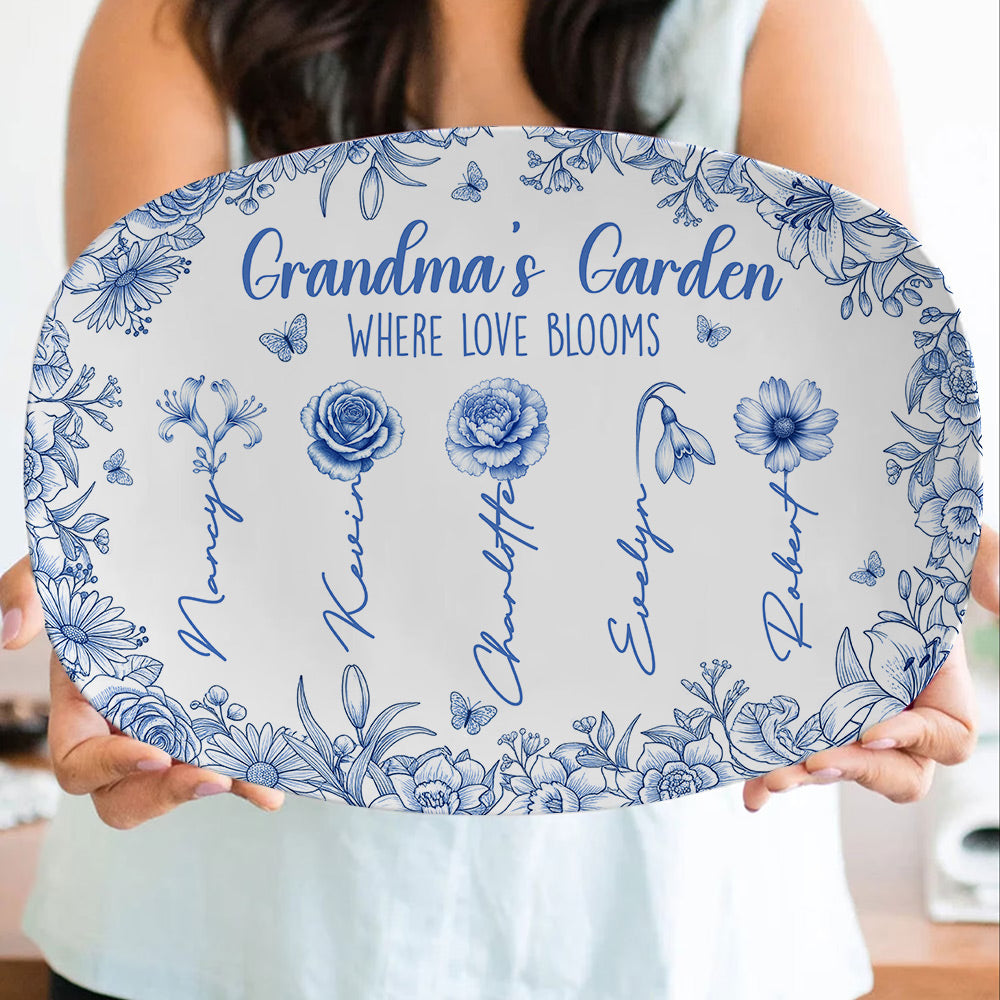 Birth Month Flowers Plate - Personalized Gifts For Grandma 05pgti190925 - Plates - GoDuckee