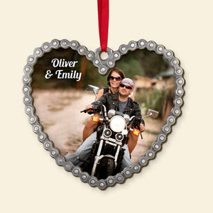 Custom Motorcycle Photo Ornament, Gift For Couple, Christmas Gift, Couple Ornament - Ornament - GoDuckee