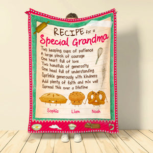 Recipe For A Special Grandma, Personalized Blanket, Cake Grandma, Gift For Grandma - Blanket - GoDuckee