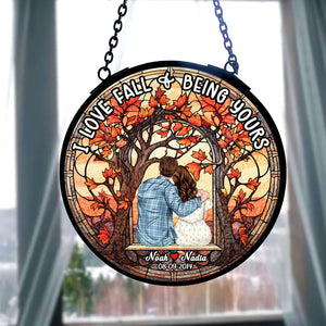 Personalized Gift For Couple, Peaceful Autumn Stained Glass Suncatcher 03QHTI050824TM - Ornament - GoDuckee