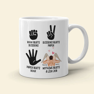 Rock Beats Scissors Personalized Mug, Funny Gift For Couple - Coffee Mug - GoDuckee