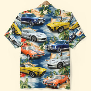 Custom Muscle Car Photo Hawaiian Shirt, Custom Up To 5 Photos, Gift For Car Lovers (New) - Hawaiian Shirts - GoDuckee