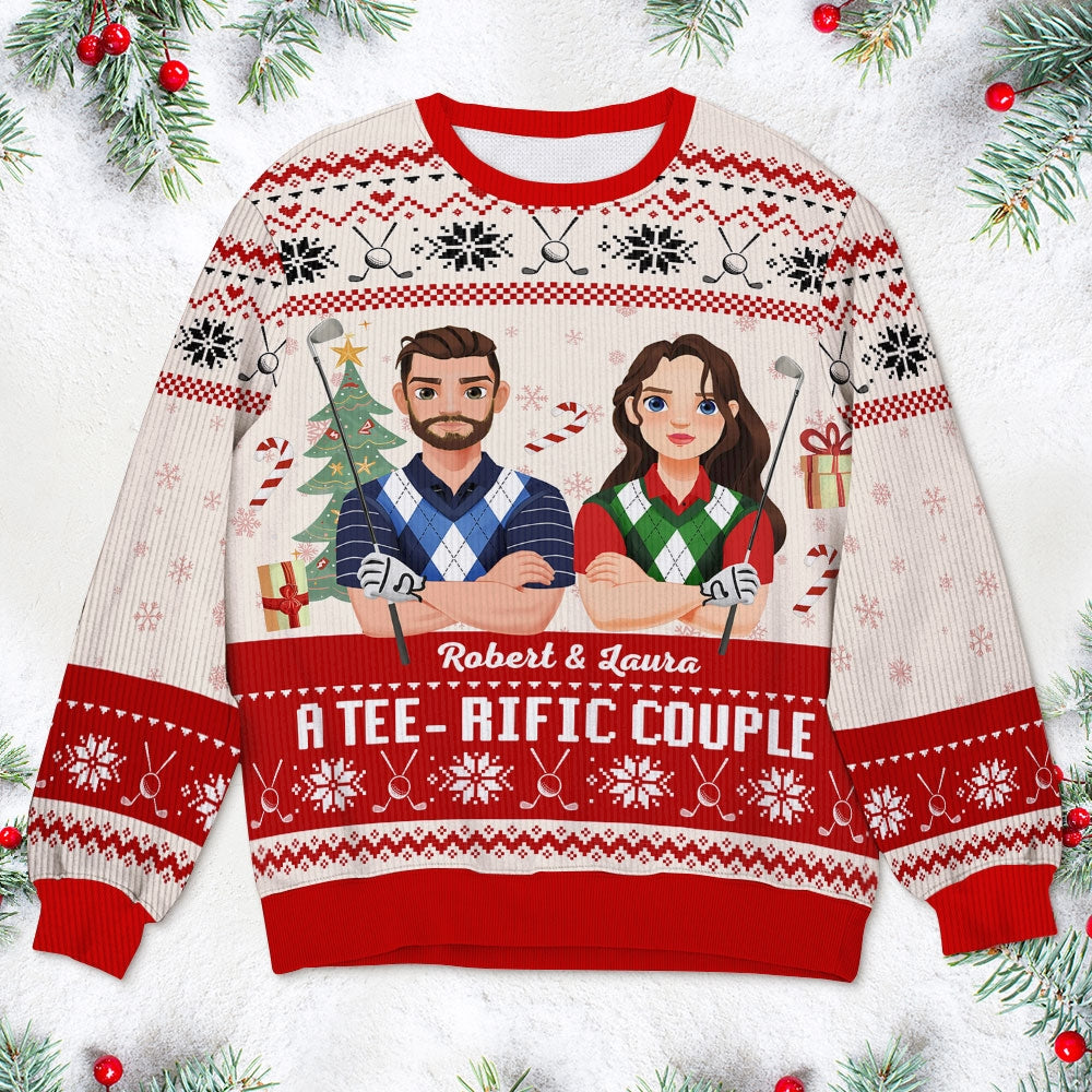 Personalized Gifts For Golf Couple Ugly Sweater 01xqti191024pa - Ugly Christmas Sweater - GoDuckee