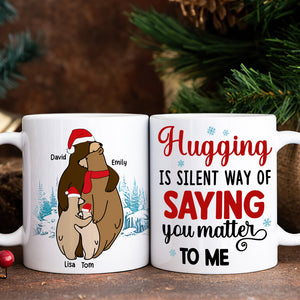 Hugging Is A Silent Way, Gift For Family, Personalized Mug, Winter Bear Family Mug, Christmas Gift - Coffee Mug - GoDuckee