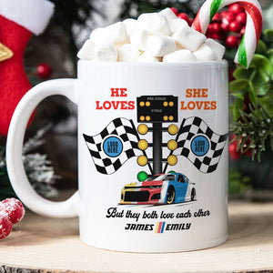 But They Both Love Each Other, Couple Gift, Personalized Mug, Racing Car Couple Mug 02HUTI091023 - Coffee Mug - GoDuckee