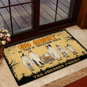 Go Away, Gift For Famiy, Personalized Doormat, Spooky Ghost Family Doormat, Halloween Gift - Doormat - GoDuckee