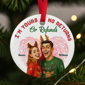 Caricature Couple Ornament - Custom Photo Gifts For Couple 03pgti270825 - Ornament - GoDuckee