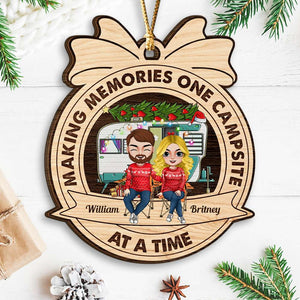 Making Memories One Campsite, Personalized Wood Ornament, Gifts For Couple - Ornament - GoDuckee