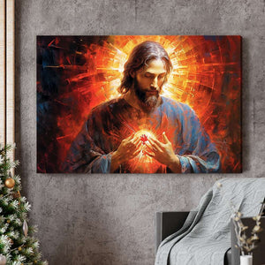 Jesus Poster, Jesus Heart Canvas Print, Christian Wall Art - Poster & Canvas - GoDuckee