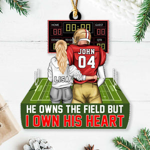 He Owns The Field But I Own His Heart, Personalized Ornament, Gifts For Football Player - Ornament - GoDuckee