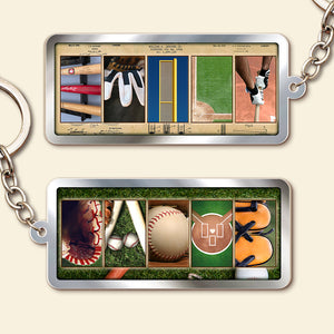 Gift For Baseball Lover, Personalized keychain, Custom Name Art Baseball Keychain - Keychains - GoDuckee