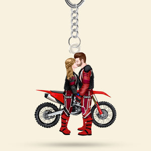 Personalized Gifts For Motocross Couple Keychain 05acti111224pa - Keychains - GoDuckee