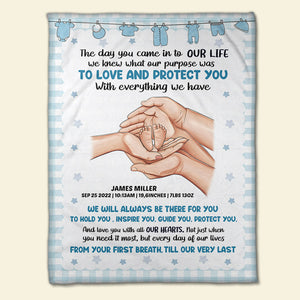 Love And Protect You Personalized Newborn Parents Blanket Gift For Kid - Blanket - GoDuckee