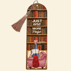 Just One More Page, Personalized Wooden Reading Bookmark 01HUDT241223TM - Bookmarks - GoDuckee