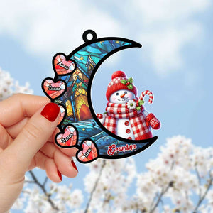 Personalized Gifts For Grandma Suncatcher, Christmas Snowman Heart 03NATI310724 - Ornament - GoDuckee