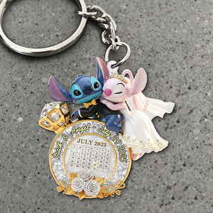 Cute Monster Wedding Couple Keychain - Personalized Gifts For Couple 02ohti250625 - Keychains - GoDuckee