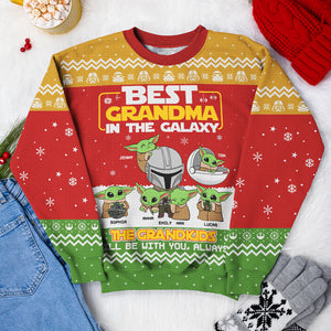 Best [Custom Quote] In The Galaxy, Gift For Grandparents, Personalized Knitted Ugly Sweater, Alien Grandkid Sweater, Christmas Gift 04KATI201123HH - AOP Products - GoDuckee