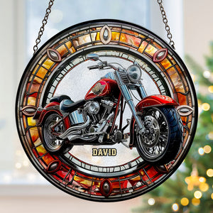 Personalized Gifts For Biker Motorcycle Stained Glass Ornament 01NATI310824 - Ornament - GoDuckee