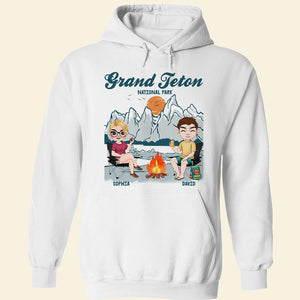 Couple Camping, Couple Drinking Personalized T-shirt Hoodie Sweatshirt 01HUDT160323HH - Shirts - GoDuckee