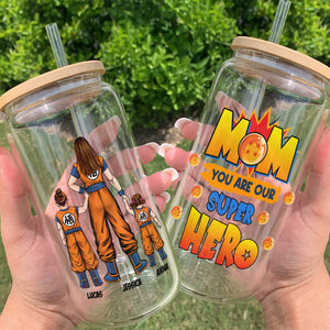 Personalized Gifts For Mom Glass Can Mom You Are Our Superhero 07ACTI220324HH - Drinkware - GoDuckee