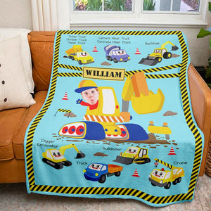 Personalized Gifts For Kids Blanket Construction Vehicles - Blankets - GoDuckee