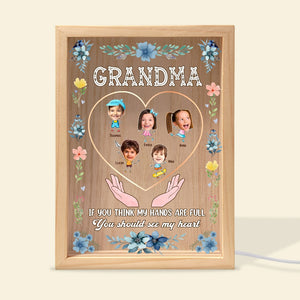 Custom Photo Gifts For Grandma Light Frame If You Think My Hands Are Full - Canvas Print - GoDuckee