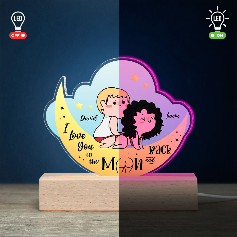 Couple, I Love You To The Moon And Back, Personalized Led Light, Couple Gifts, 05OHTI280723HH - Led Night Light - GoDuckee