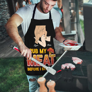 Personalized Gifts For Couples Aprons I Rub My Meat Before I Stick It In - Aprons - GoDuckee