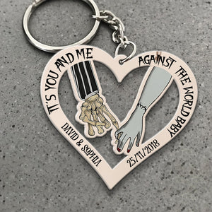 Couple, It's You And Me Against The World, Personalized Keychain, Gift For Couple, 04QHDT050723 - Keychains - GoDuckee