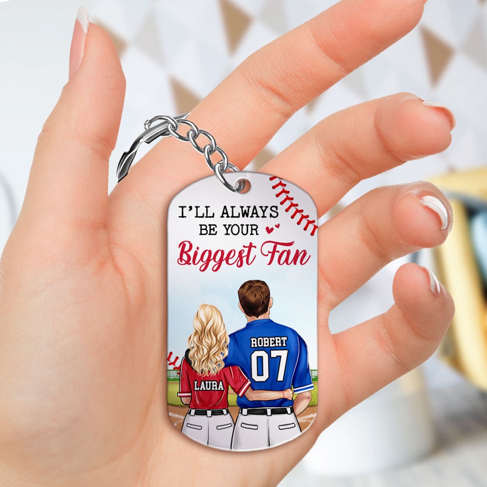 Baseball Couple, I'll Always Be Your Biggest Fan, Personalized Gifts, Couple Gifts - Keychains - GoDuckee