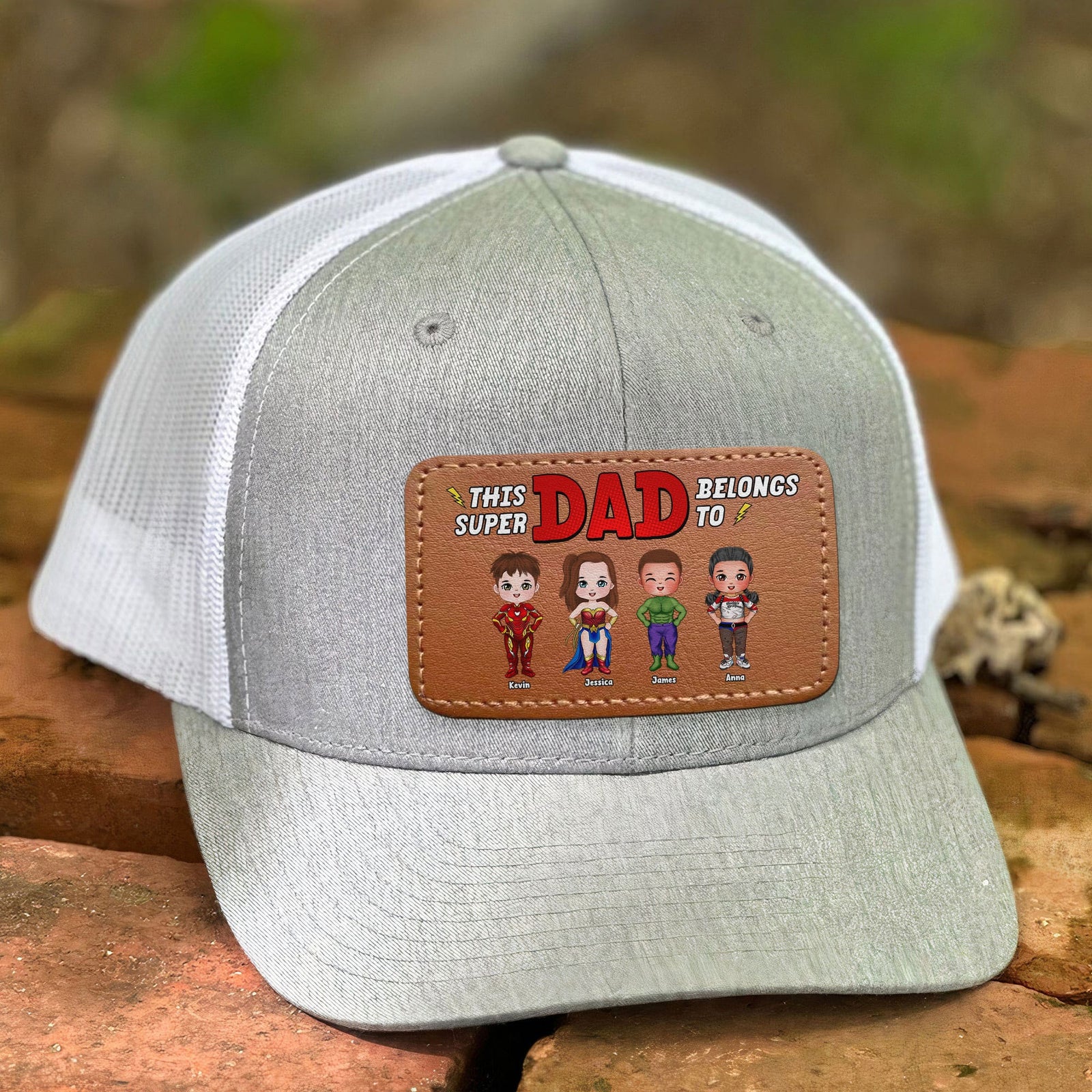 Personalized Gifts For Dad Leather Patch Hat 07nati170524pa This Super Dad Belongs To - Caps - GoDuckee