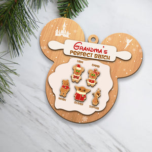 Grandma's Perfect Batch-Personalized 3 Layered Wooden Ornament-Gift For Family- Christmas Gift-PW-04htdt031123 - Ornament - GoDuckee