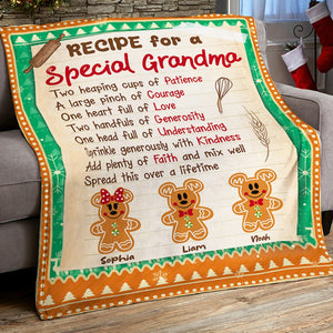 Recipe For A Special Grandma, Family Ginger Bread, Personalized Blanket, Christmas Gift For Grandma - 01hudt161123 - Blanket - GoDuckee