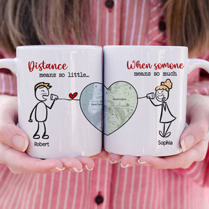 Distance Means So Little - Personalized Couple Mug Set - Gift For Couple - Coffee Mug - GoDuckee