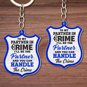 I'll The Partner And You Can Handle The Crime, Personalized Police Couple Keychain, Kissing Keychain - Keychains - GoDuckee