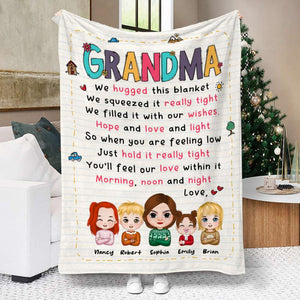 I Hugged This Blanket, Gift For Grandma, Personalized Blanket, Grandma And Grandkids Blanket - Blanket - GoDuckee