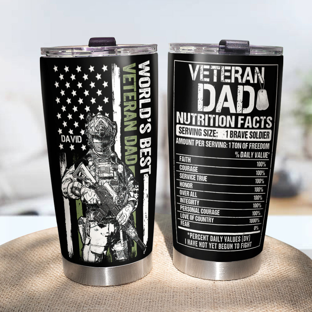 World's Best Veteran Dad, Personalized Tumbler, Father's Day Gift, Gift For Veteran Dad - Tumbler Cup - GoDuckee
