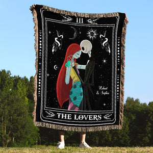 The Lovers, Couple Gift, Personalized Woven Blanket, Tarot Card Horror Couple Blanket, Halloween Gift 02NATI230923 - Blanket - GoDuckee