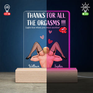 Thanks For All The Orgasms, Personalized Led Light, Funny Couple, Gifts For Couple - Led Night Light - GoDuckee