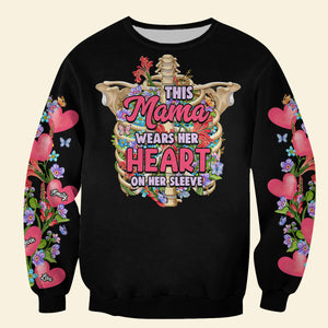 This Aunt Wears Her Heart On Her Sleeve, Personalized Shirt, Gifts For Family - AOP Products - GoDuckee